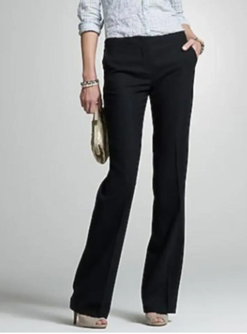 J. Crew Pants City Fit Black Trousers Wool Blend Size 10 Office NWT